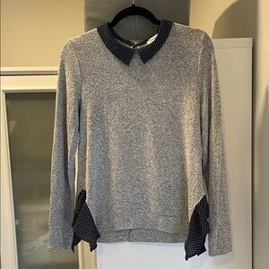 Monteau Gray Sweater with Navy Accents